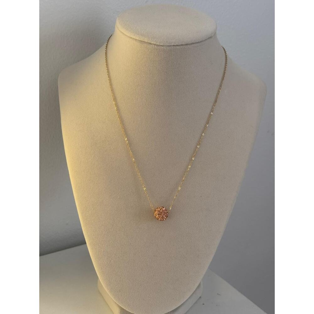 Rose Gold Crystal Ball Necklace Dainty Minimalist Pendant Gift Women - Picture 5 of 6